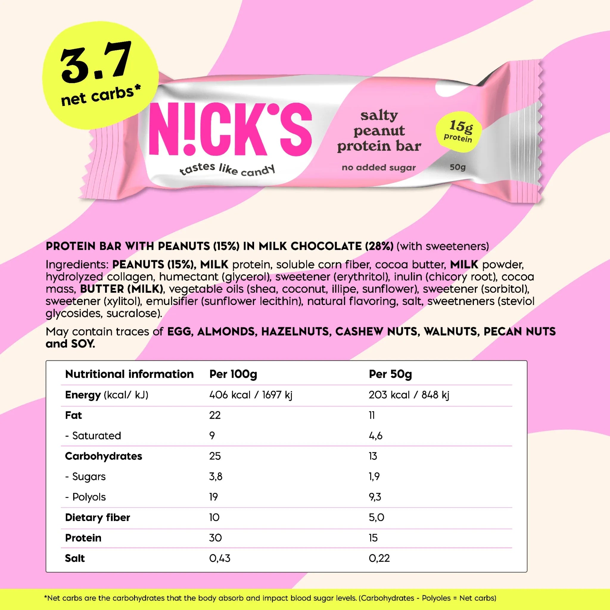 NICK'S Salty Peanut Protein Bar 50 g